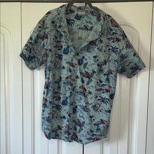 Men’s ColumbiaCasual Short-Sleeve Tropical Print Button-Down Shirt - Light Blue
